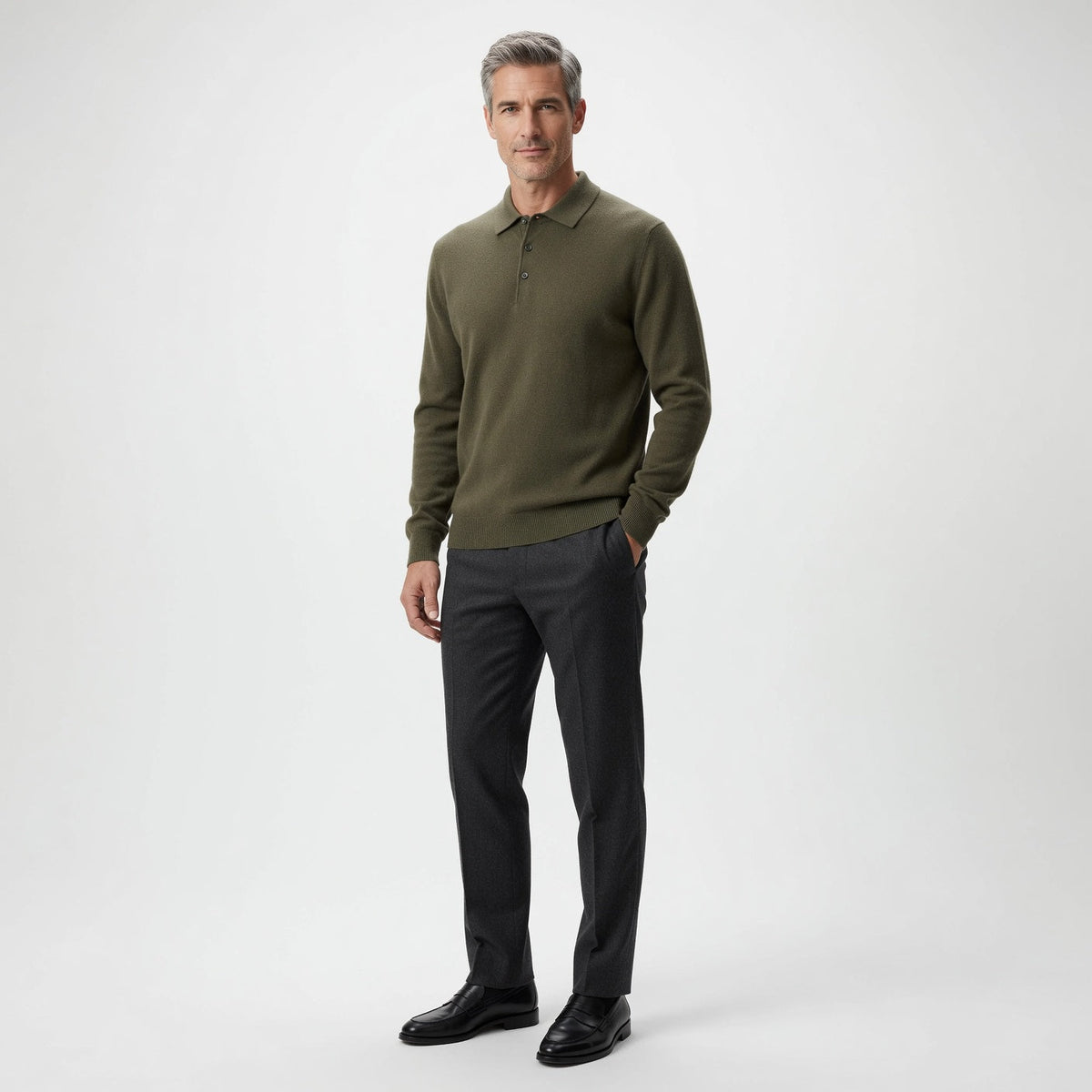 TREY Cashmere Polo Sweater