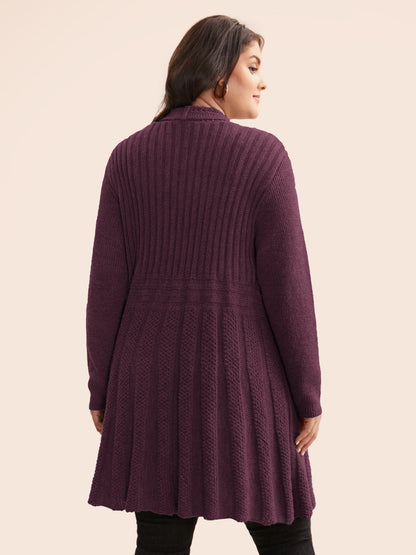Textured Kimono Collar Long Cardigan