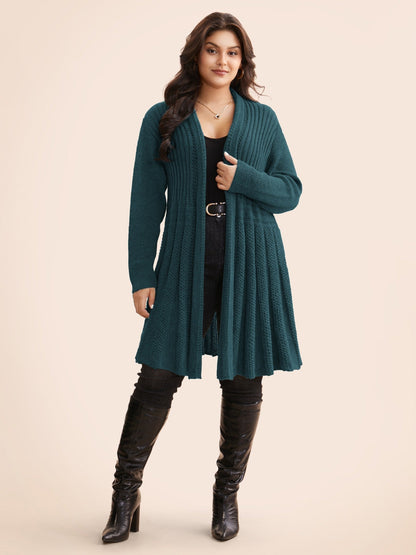 Textured Kimono Collar Long Cardigan