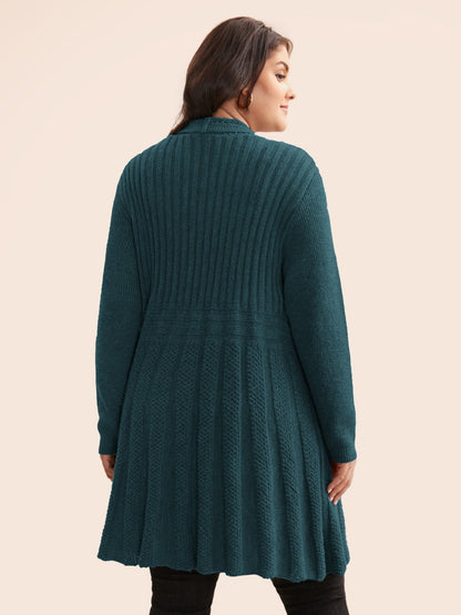 Textured Kimono Collar Long Cardigan