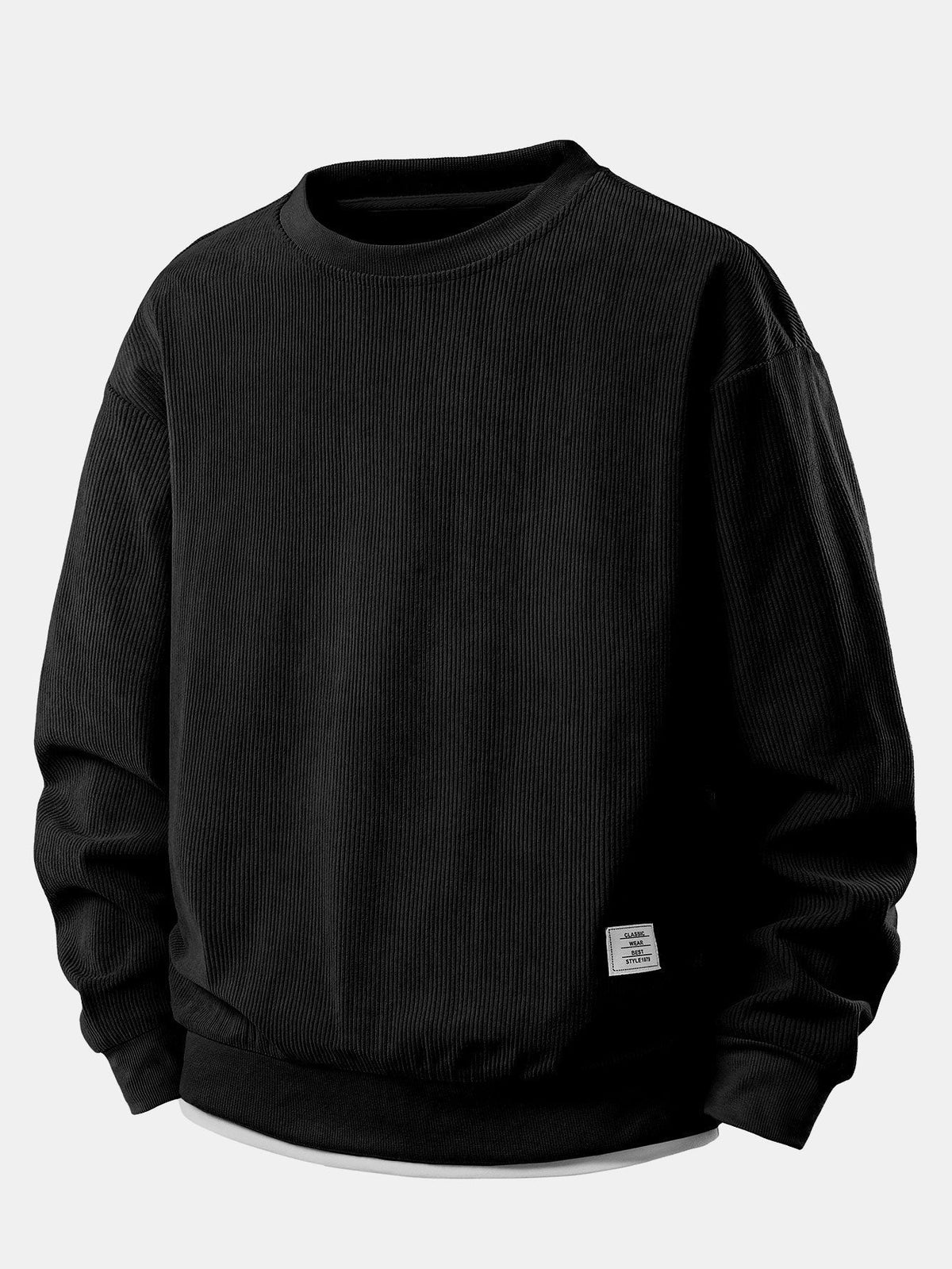 2 In 1 Crew Neck Stretch Corduroy Sweatshirt
