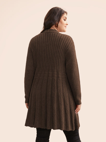 Textured Kimono Collar Long Cardigan