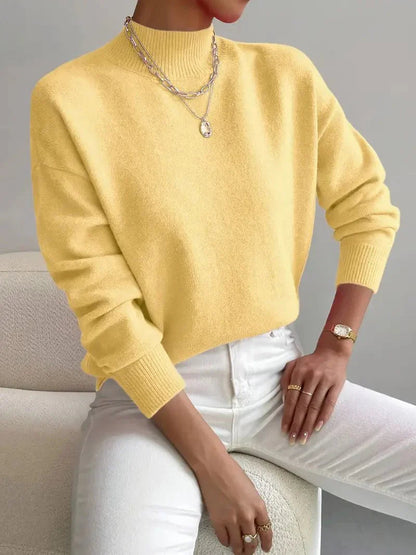 Women's Pullover with Turtleneck and Relaxed Fit