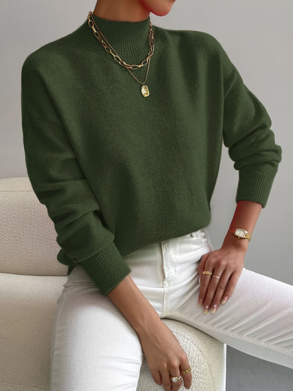 Women's Pullover with Turtleneck and Relaxed Fit