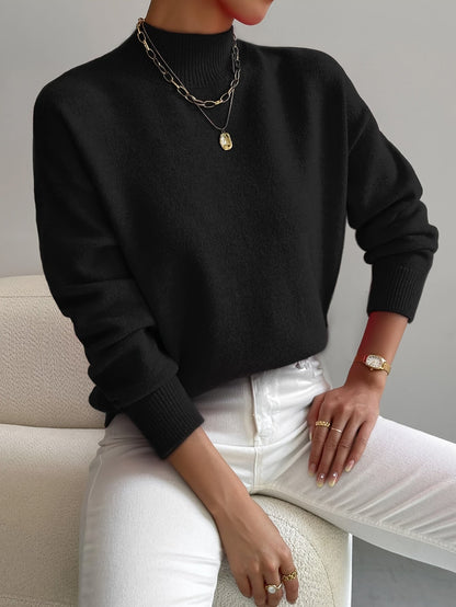 Women's Pullover with Turtleneck and Relaxed Fit