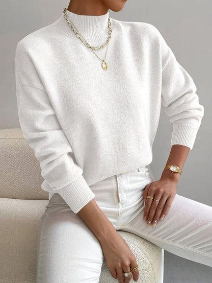 Women's Pullover with Turtleneck and Relaxed Fit