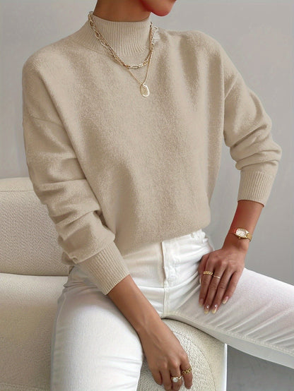 Women's Pullover with Turtleneck and Relaxed Fit