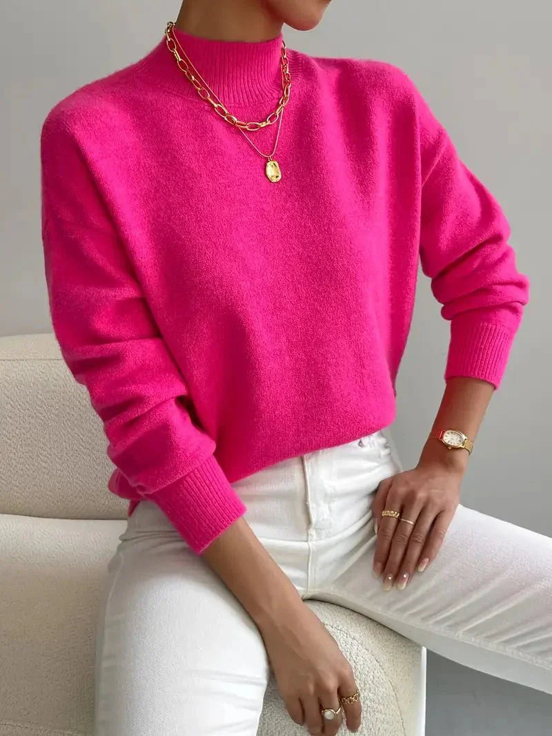 Women's Pullover with Turtleneck and Relaxed Fit