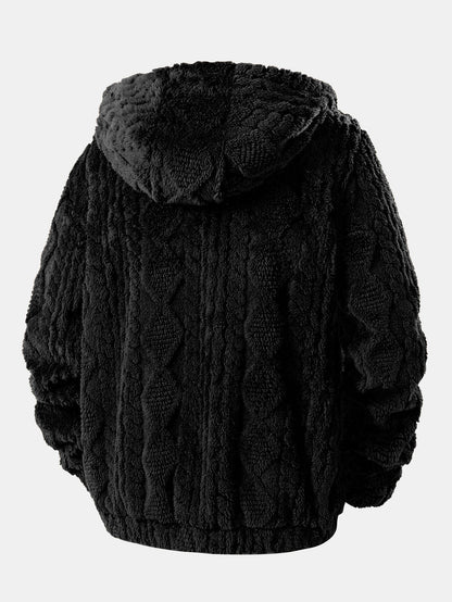 Geometric Jacquard Teddy Hoodie