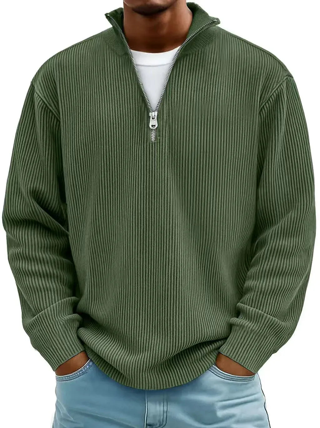 MONTIER Ribbed Quarter-Zip Sweater