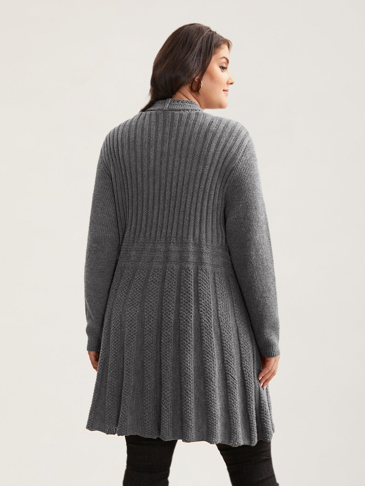 Textured Kimono Collar Long Cardigan