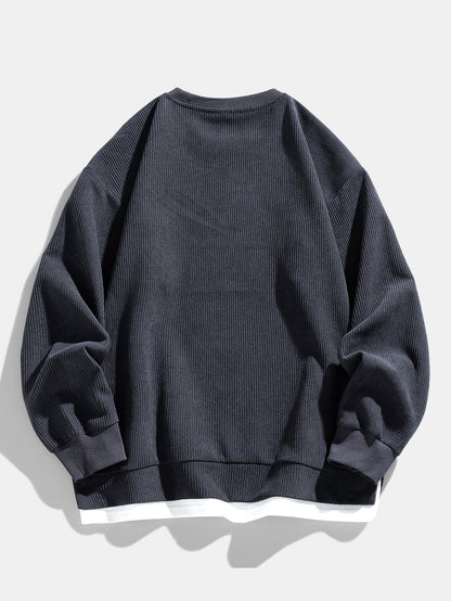 2 In 1 Crew Neck Stretch Corduroy Sweatshirt