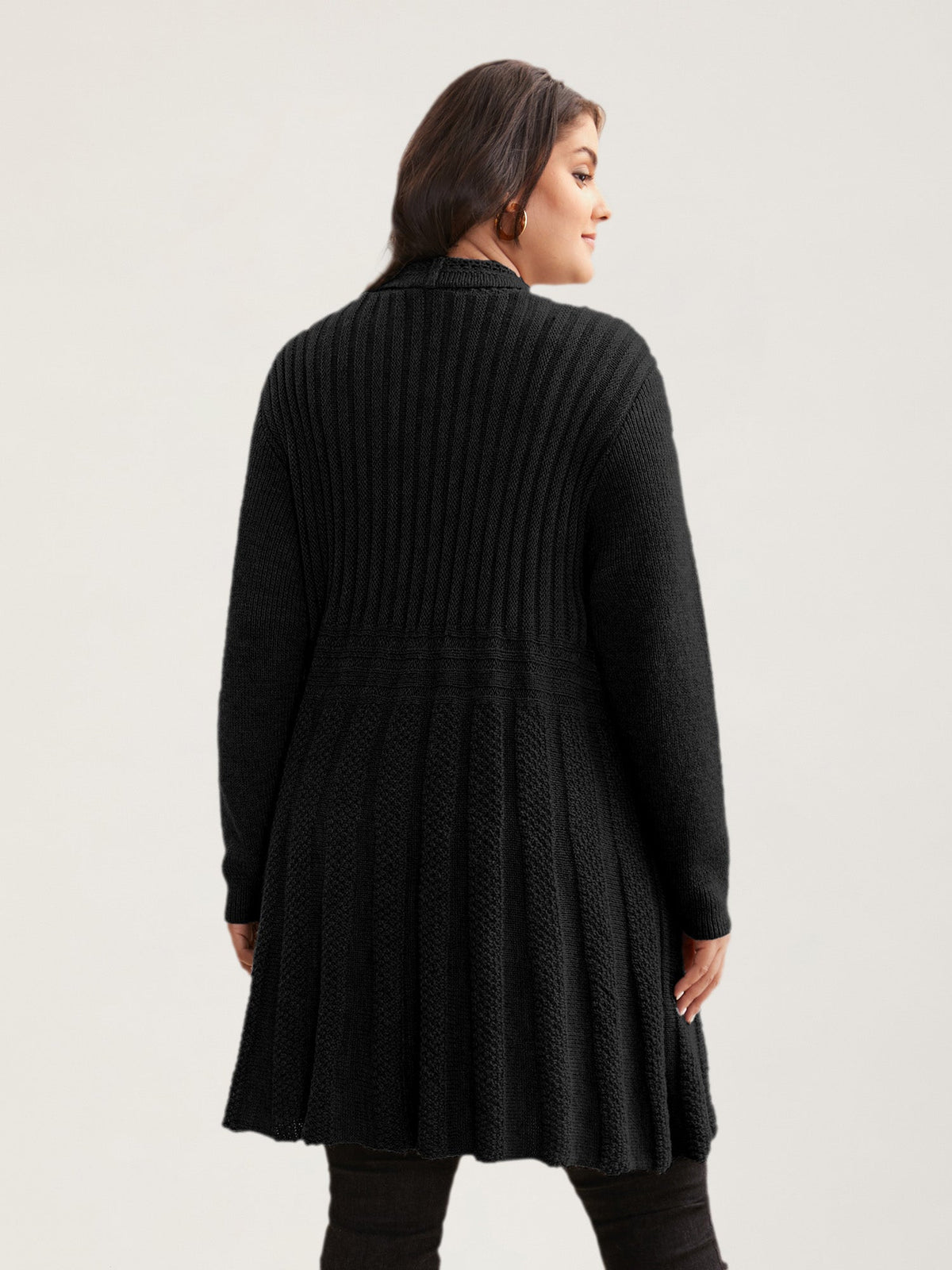 Textured Kimono Collar Long Cardigan