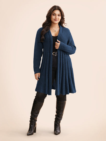 Textured Kimono Collar Long Cardigan