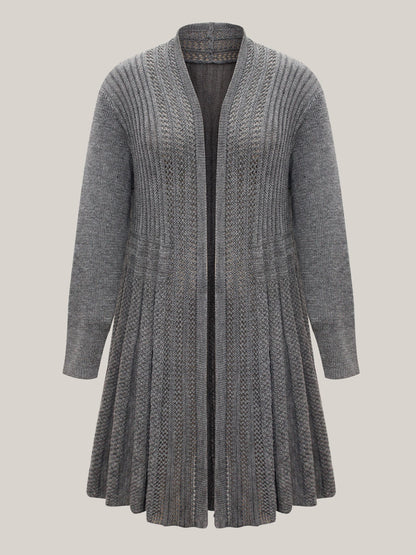 Textured Kimono Collar Long Cardigan