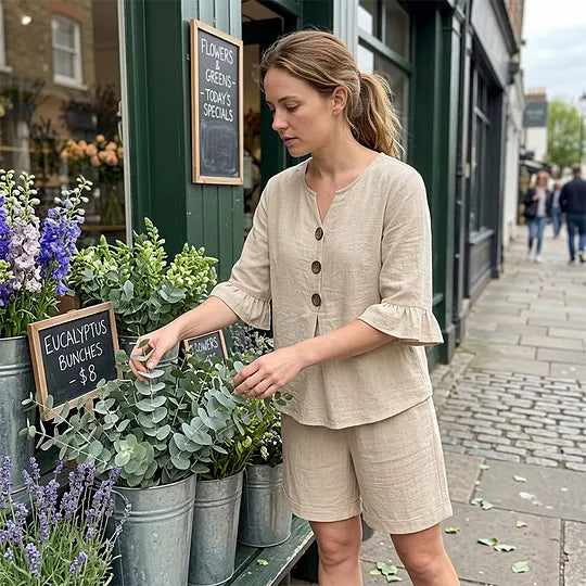 AMELIA RUFFLE SLEEVE COTTON SET