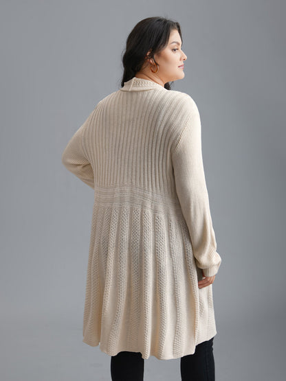 Textured Kimono Collar Long Cardigan