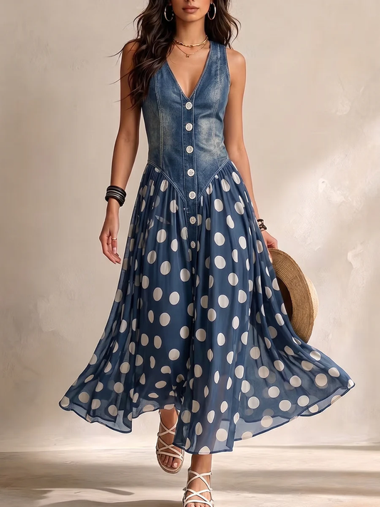 LUNA | POLKA-DOT CHIFFON MIDI DRESS
