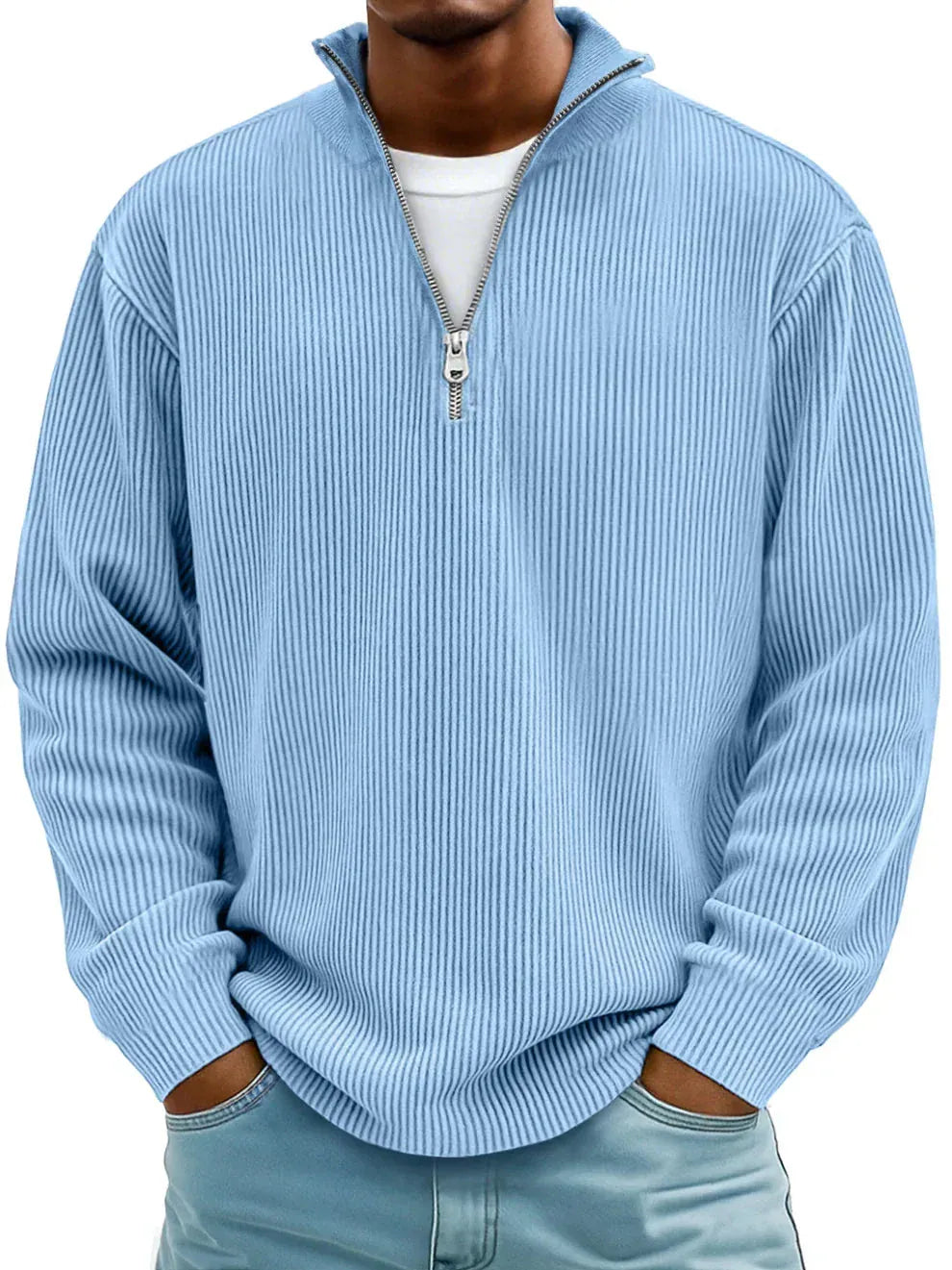 MONTIER Ribbed Quarter-Zip Sweater