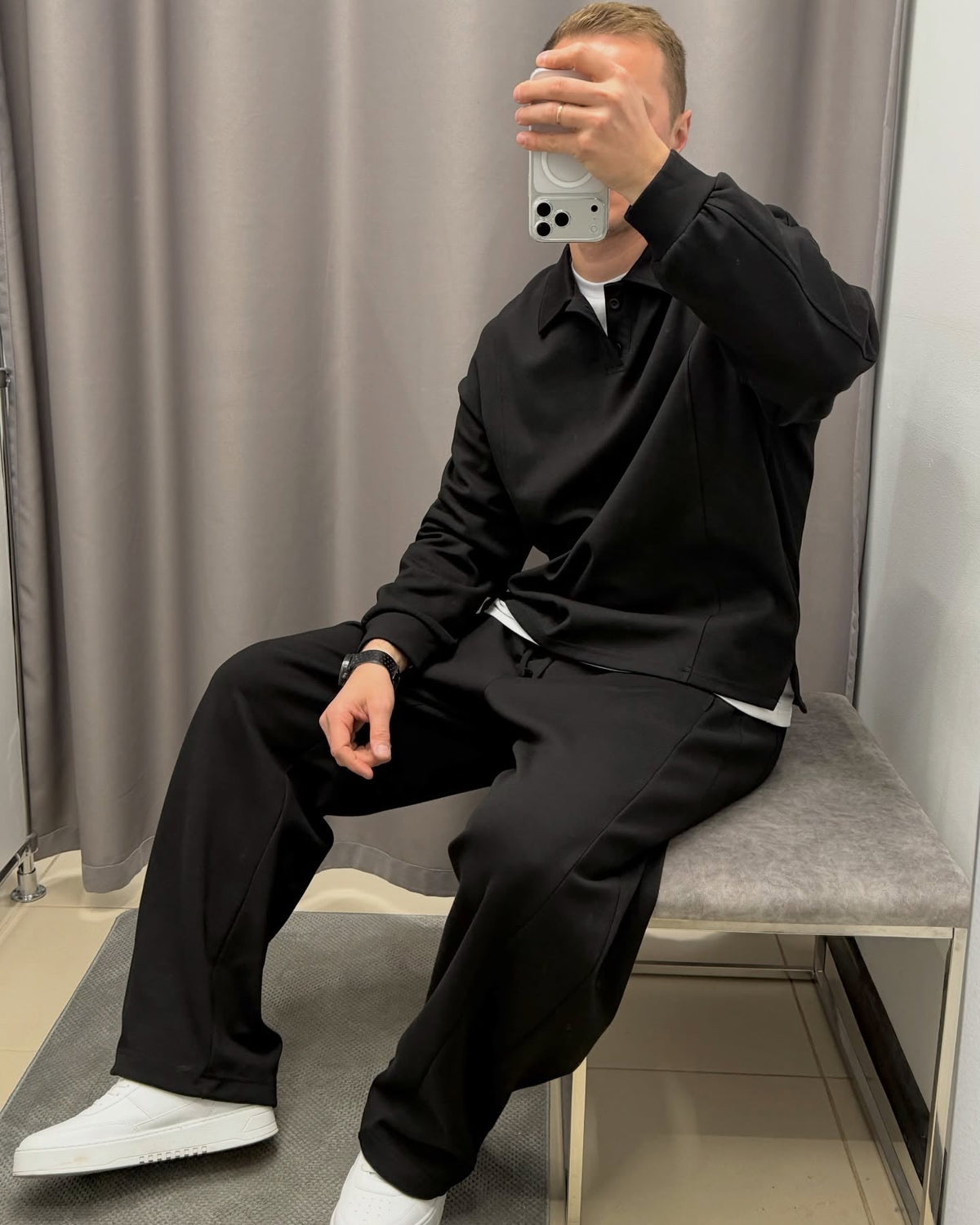 Premium Heavyweight Polo & Wide-Leg Pants