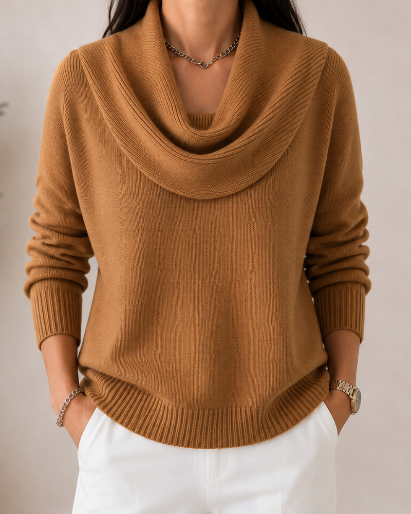 Soft Knit Cowl-Neck Jumper