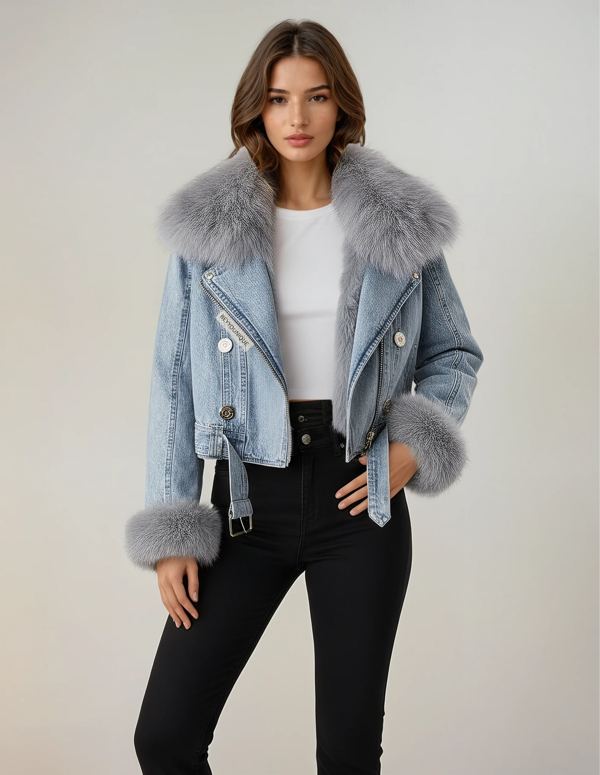 2-in-1 Denim Jacket with Removable Faux-Fur Lining