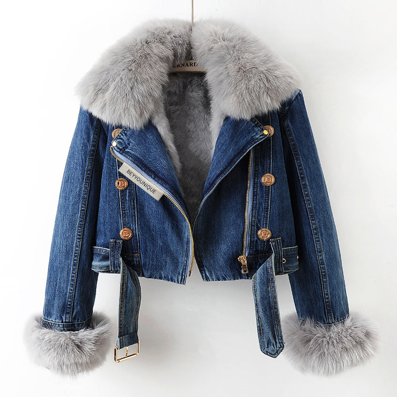 2-in-1 Denim Jacket with Removable Faux-Fur Lining