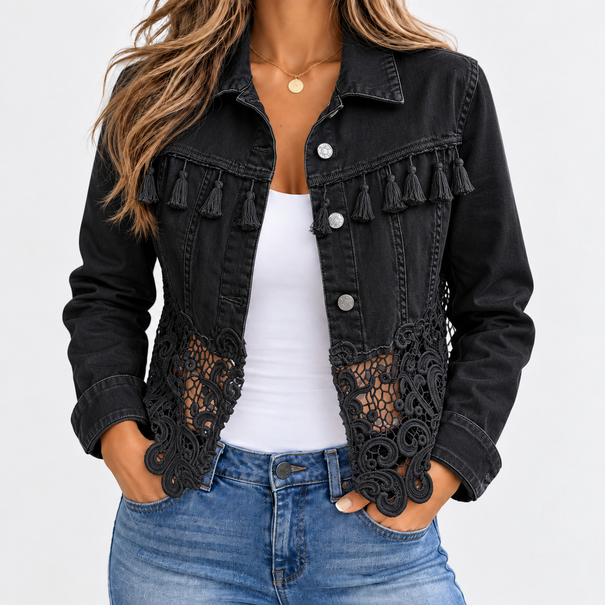 Harper Lace Denim Jacket