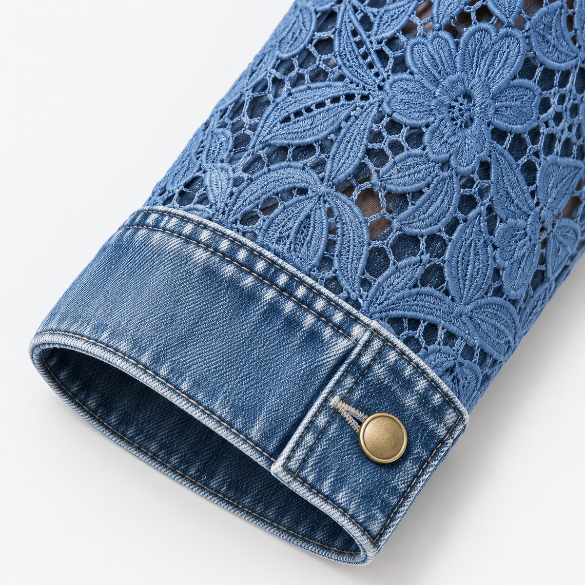 Evelyn Floral Lace Denim Blazer