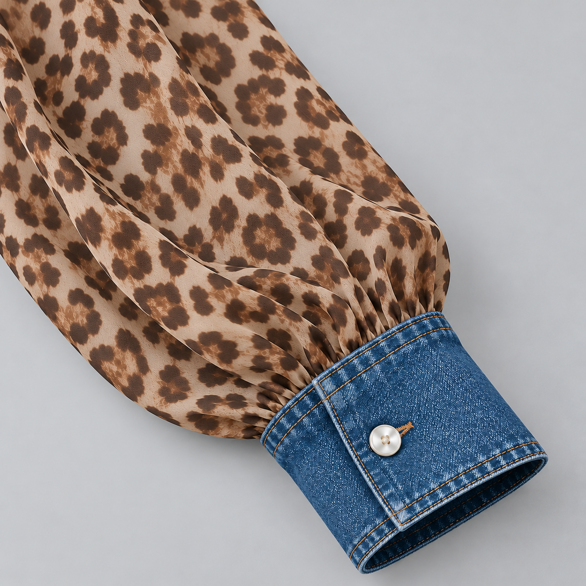 Harper Leopard Denim Peplum Blouse