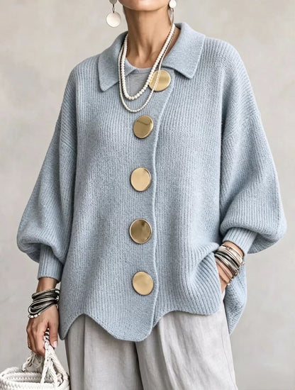 Victoire | Oversized Gold-Button Cardigan