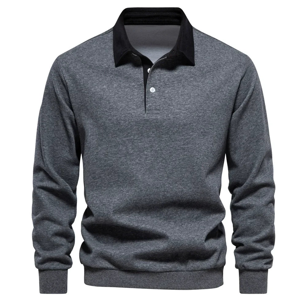 Men’s Autumn Long-Sleeve Polo Neck Sweatshirt