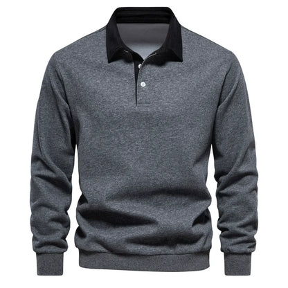 Men’s Autumn Long-Sleeve Polo Neck Sweatshirt