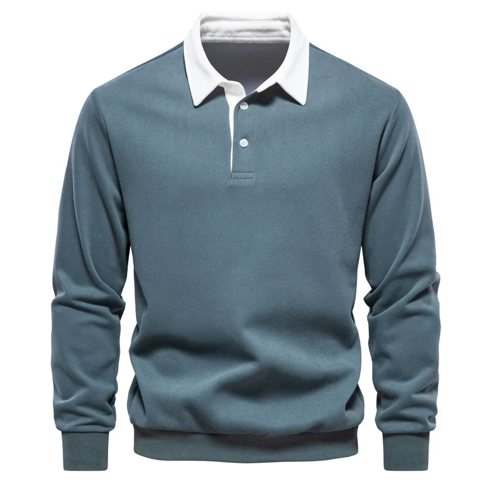 Men’s Autumn Long-Sleeve Polo Neck Sweatshirt