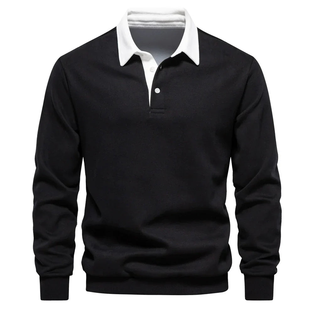 Men’s Autumn Long-Sleeve Polo Neck Sweatshirt