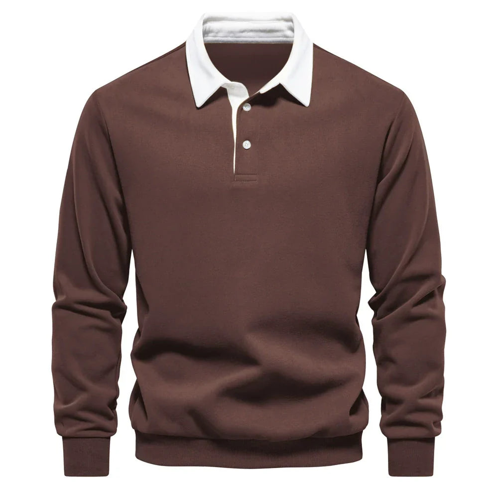 Men’s Autumn Long-Sleeve Polo Neck Sweatshirt