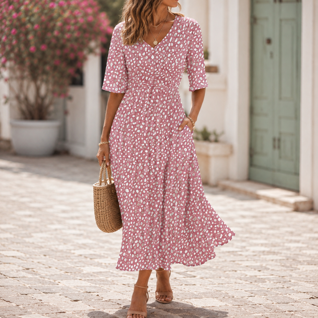 EMERY | Elegant Midi Dress with Tummy Concealing Design