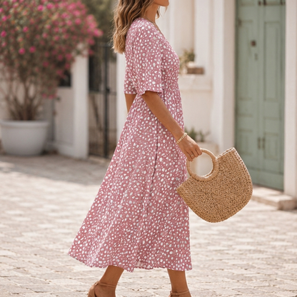 EMERY | Elegant Midi Dress with Tummy Concealing Design
