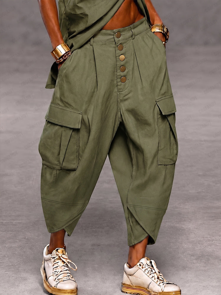 Relaxed Fit Camo Cargo Harem Pants