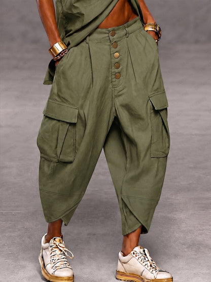 Relaxed Fit Camo Cargo Harem Pants