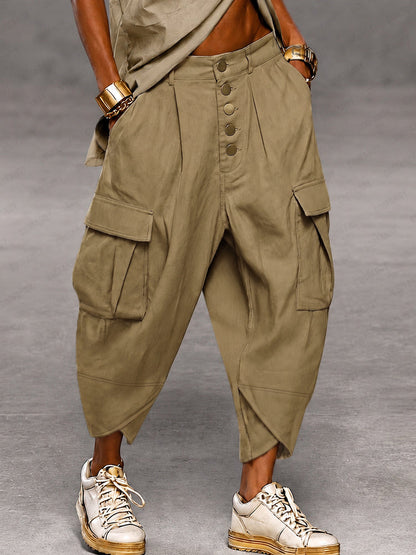 Relaxed Fit Camo Cargo Harem Pants