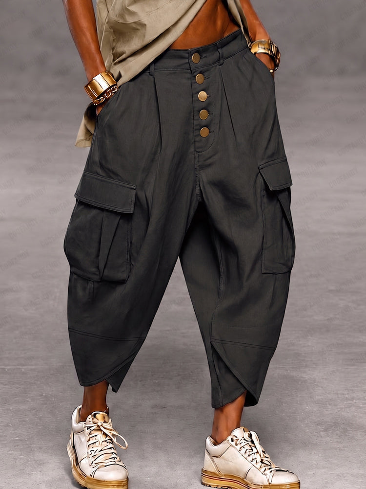 Relaxed Fit Camo Cargo Harem Pants