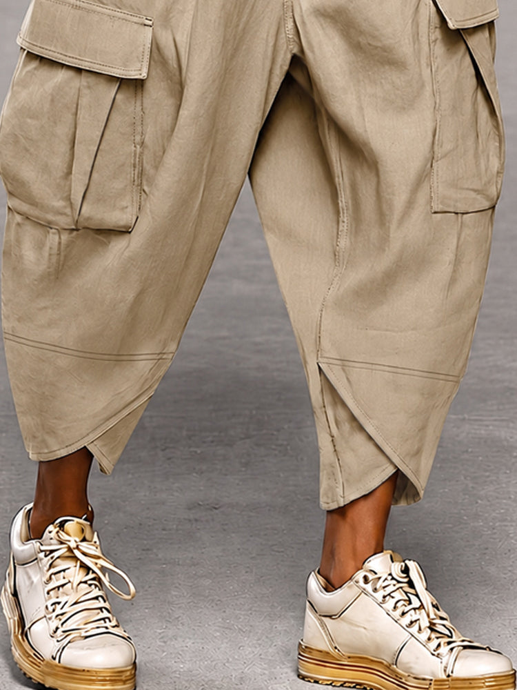 Relaxed Fit Camo Cargo Harem Pants