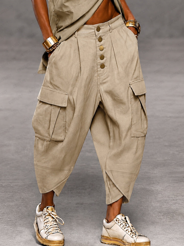 Relaxed Fit Camo Cargo Harem Pants