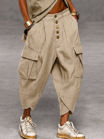 Relaxed Fit Camo Cargo Harem Pants
