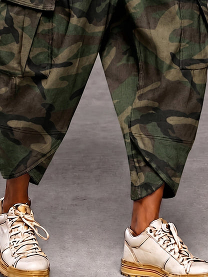 Relaxed Fit Camo Cargo Harem Pants