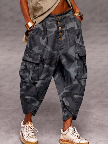 Relaxed Fit Camo Cargo Harem Pants