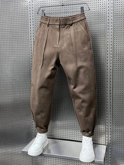 Brushed Cotton Pleated Trousers