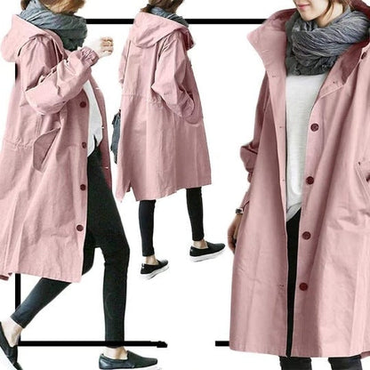 Windproof Women's Trench Coat – Midi-Length