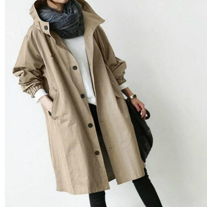 Windproof Women's Trench Coat – Midi-Length